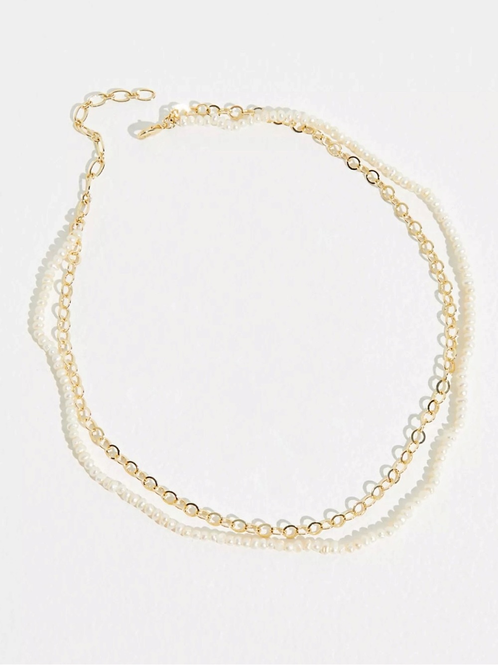 Free People Amber Sceats The Valero Pearl Necklace NWT Dainty Gold Plated Brass